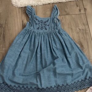 Old Navy Denim Blue Kids Dress with Embroidery